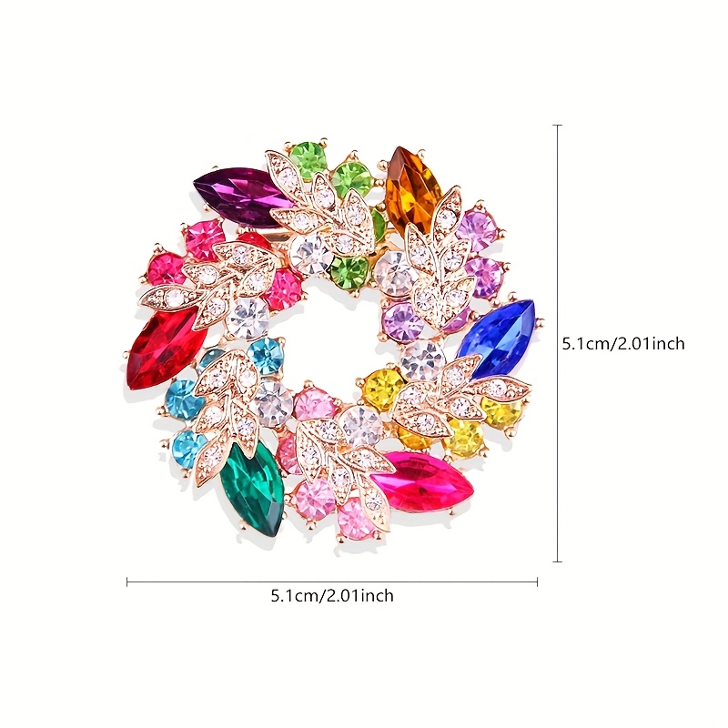 Colorful Round Brooch, Elegant Pin for Dresses and Sweaters